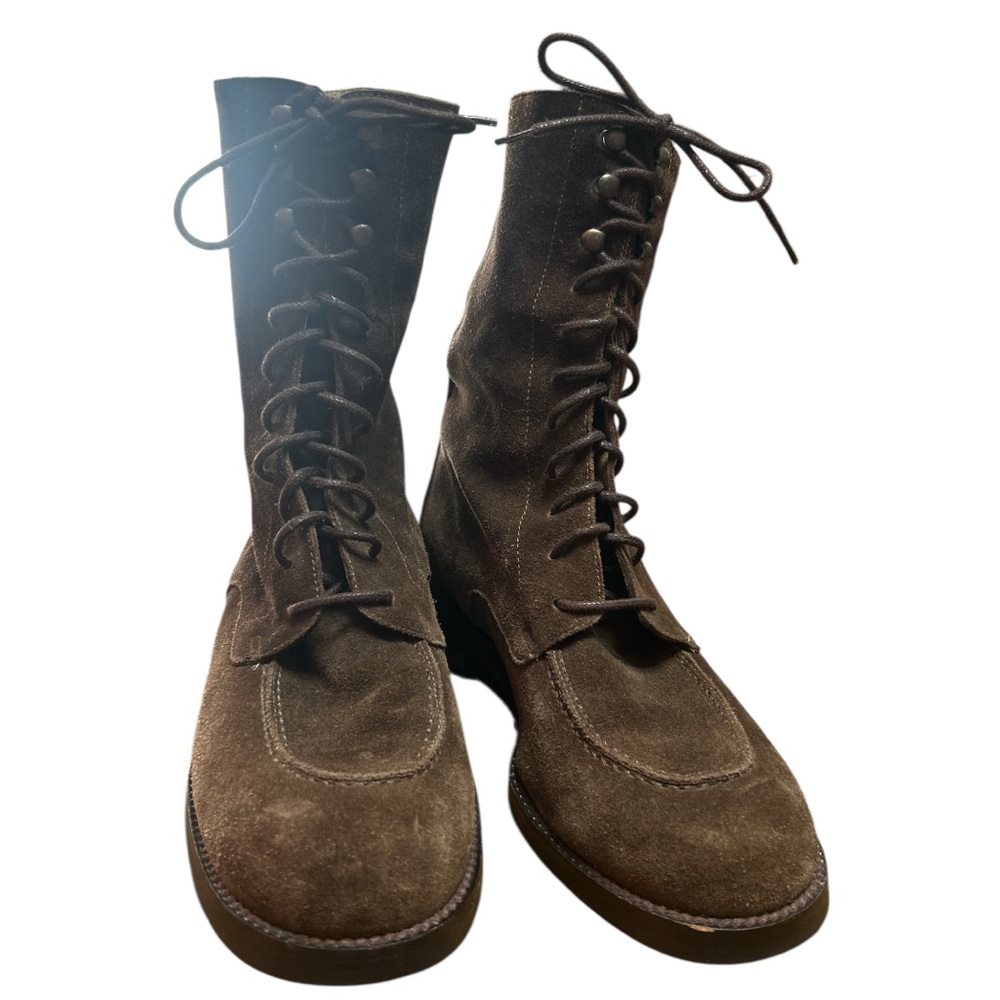 Vintage J. Crew Brown Suede Women's Combat Boots Size:5.5 Made in Italy